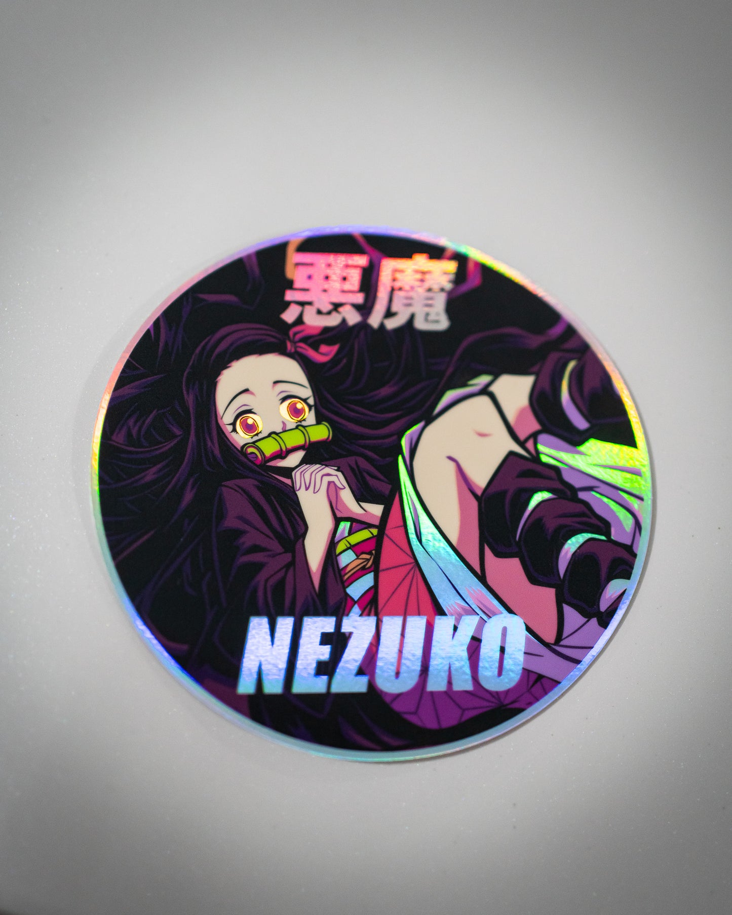 Nezuko Circle Holographic Sticker