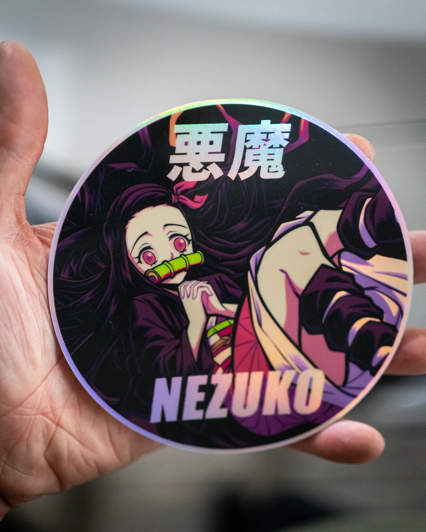 Nezuko Circle Holographic Sticker