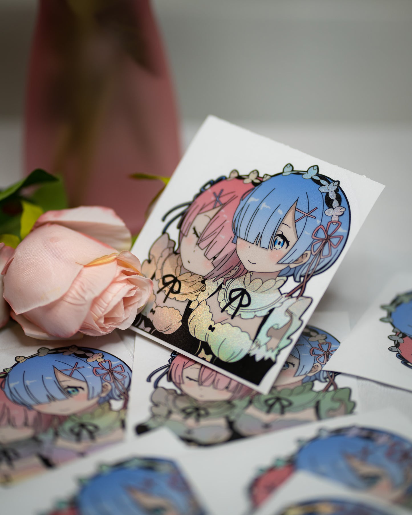 Rem & Ram Sticker (Spot Holographic)