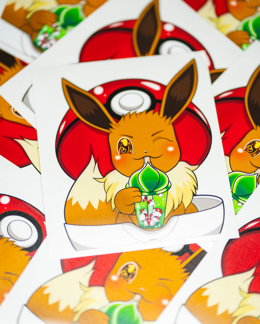 Eevee Boba Tea Sticker